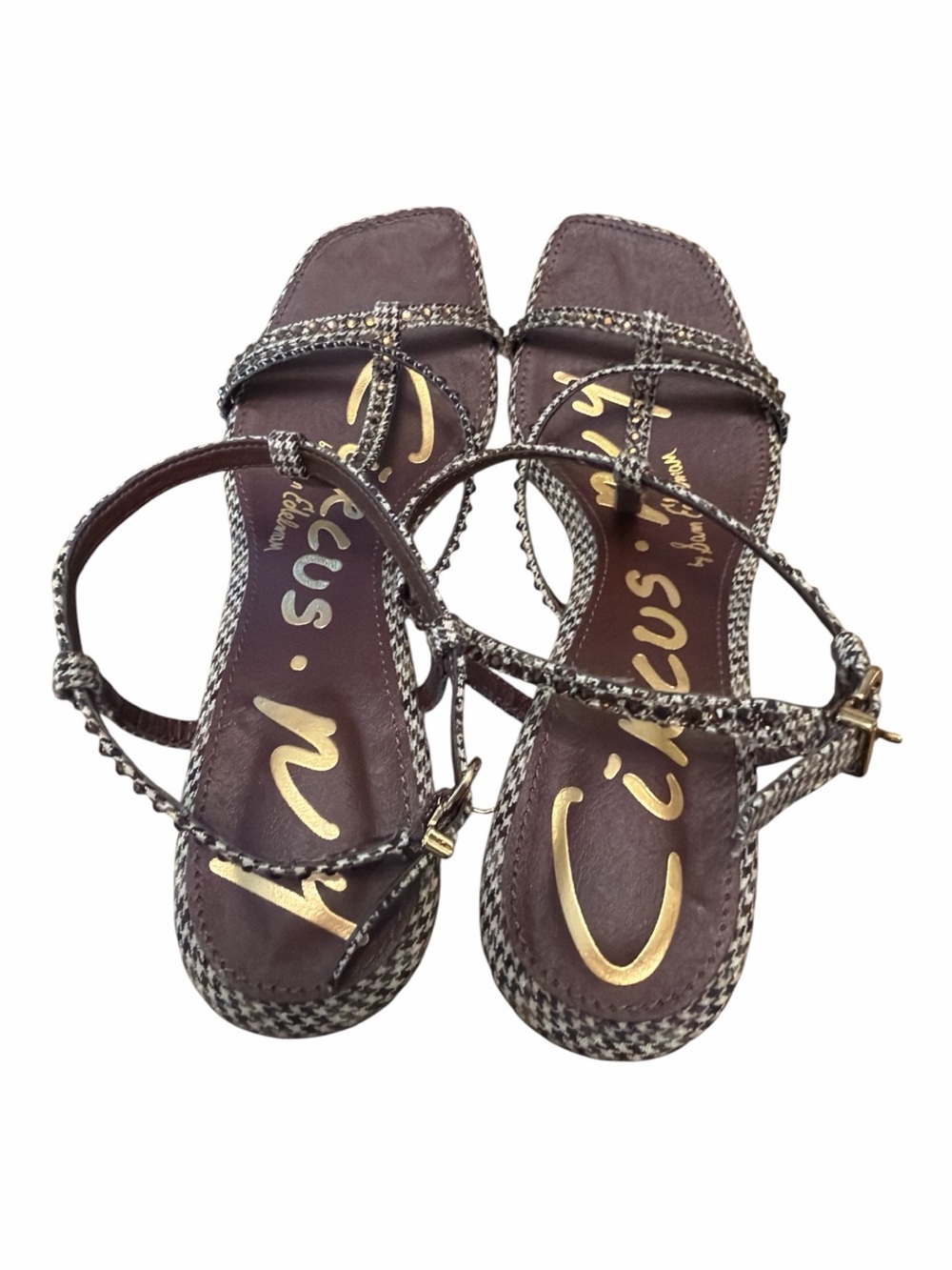 Circus by Sam Edelman Jaida Glitz Rhinestone T-Strap Kitten Heel Sandals 7 - Picture 6 of 8